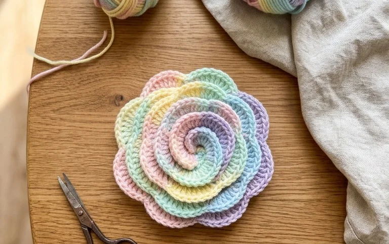 How To Easily Crochet 3D Spiral Flower